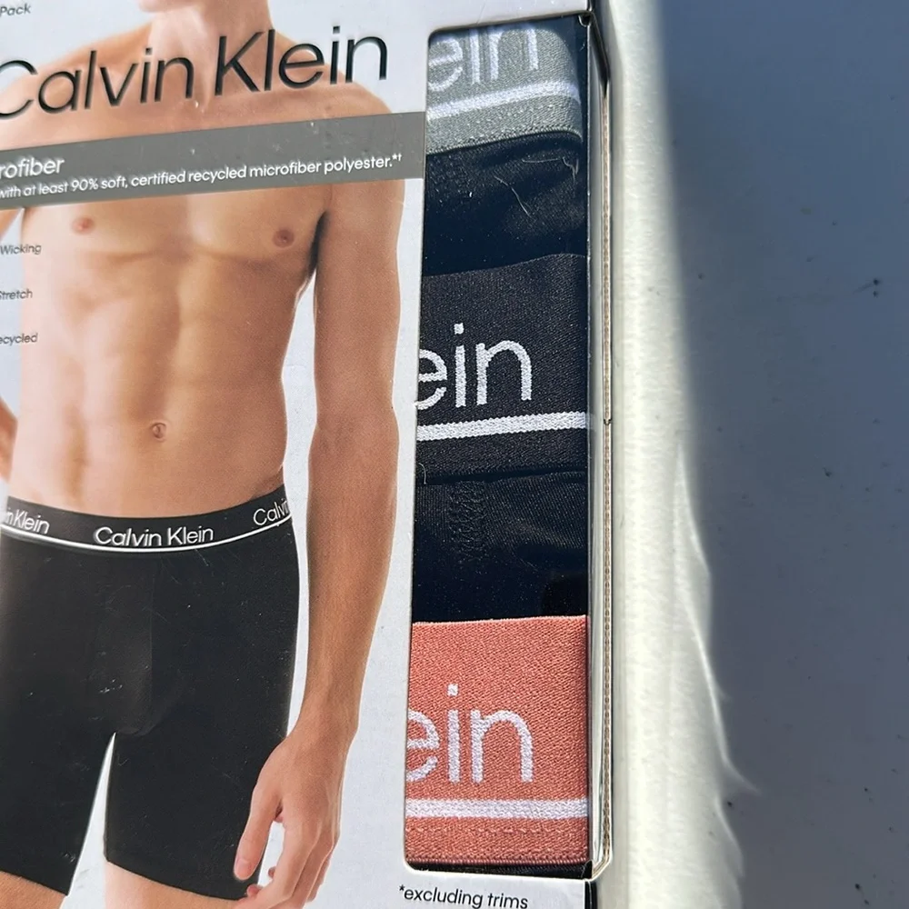 Calvin Klein 3-Pk Microfiber Black Boxer Briefs LG NWT